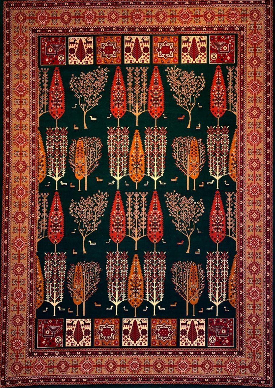 فرش ماشینی گبه بلوچ سبز 700 شانه کد 709